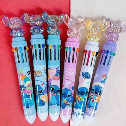5 pezzi Penne a sfera retrattili multicolore con cristalli, simpatiche e a cartoni animati per studenti, colorate per la scrittura di diari