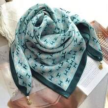New 65.65 Magnetic Buckle Silk Scarf Women's Square Scarf Winter Lazy Pendant Ins Scarf Scarf Decoration Fashionable And Versatile - HH橙 - 查看 2