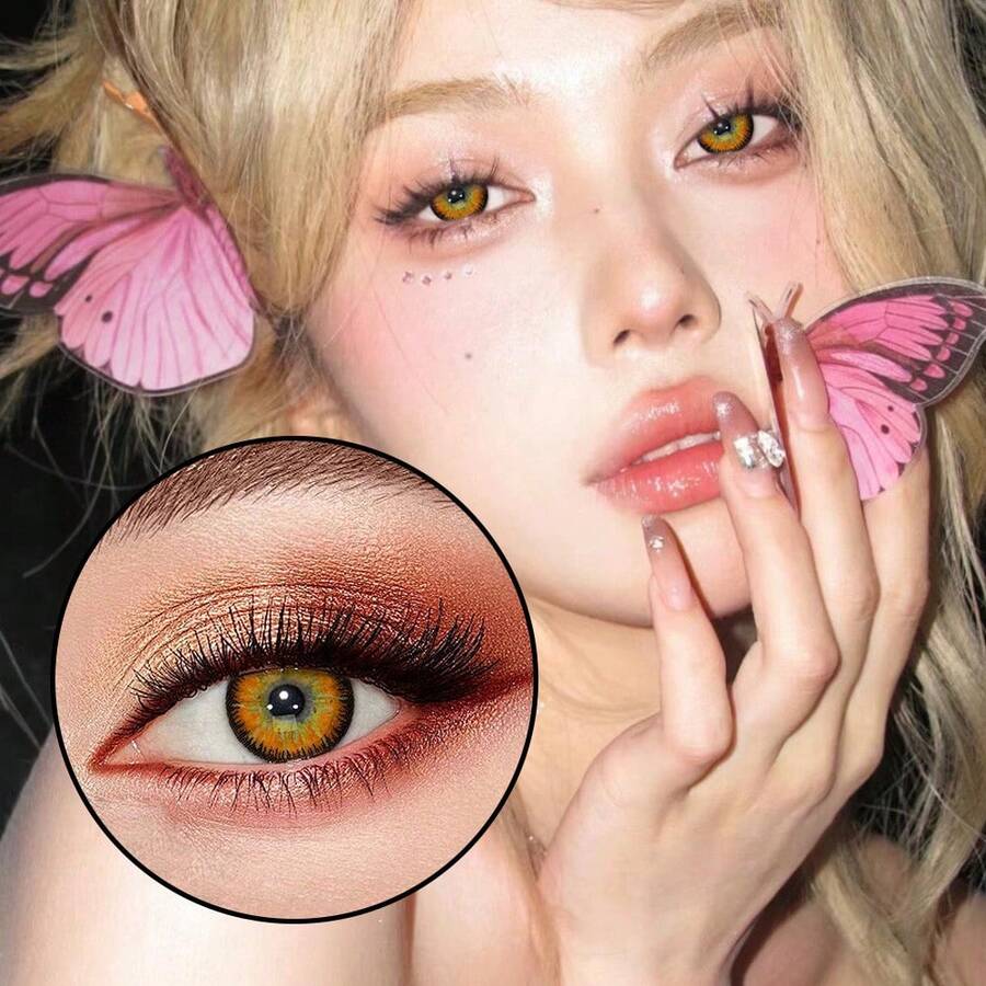 3D Contact Lens Case Kit, Portable Travel Accessory For Daily Outdoor Use, Festive Gift,Halloween Cosplay Exclusive, Costume Party, For Daily Life, Parties, Concerts, Christmas And New Year Makeup - 棕色 - 查看 1