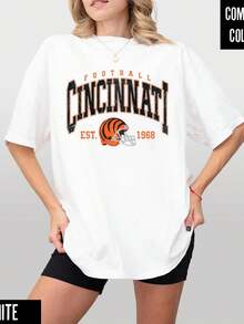 Vintage Cincinnati Football  Shirt  Retro Game Day Outfit (2) - trắng - Xem 1