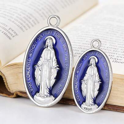 10pcs Religious Virgin Mary Shaped Oil Drop Pendant, Suitable For DIY Necklace, Bracelet, Jewelry, 2 Styles