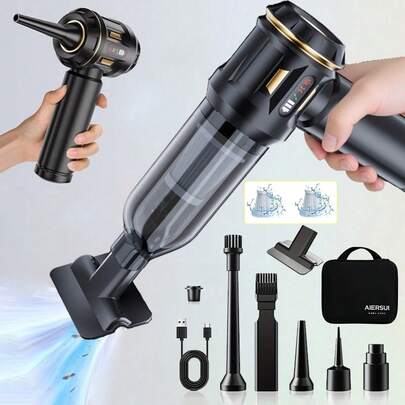 SUITU 车载手持吸尘器 | 12000Pa家用吸尘器 | 吸尘器和吹风机二合一 | USB充电迷你吸尘器 | 11.1V 2000mAh锂离子电池，三档可调风速。适用于汽车/家居/宠物毛发清洁。专为汽车/家居/键盘/宠物毛发清洁而设计。汽车配件/礼品。