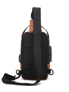 Unisex Lightweight USB Charging Chest Bag With Anti-Theft Password Lock, Crossbody Shoulder Bag - Black - View 2