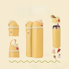 24oz /32oz Stainless Steel Insulated Water Bottle With Straw, Portable Coffee Mug Suitable For Hot & Cold Drinks, Fitness And Cycling Water Bottle, Leak-Proof Lid Travel Cup For Camping, Hiking, Driving, Outdoor Activities - D-黃色 - 查看 1