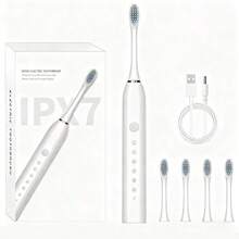 Kit Of 2 Rechargeable  Electric Toothbrushes IPX7 Waterproof 7 Modes Ultrasonic / 8 Heads - 1 把白色四頭刷 - 查看 1