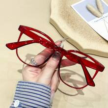 A Pair Of Fashionable Red Round Frame Glasses, Suitable For Women, Versatile Decoration, Perfect For Everyday Wear. - màu đỏ - Xem 5
