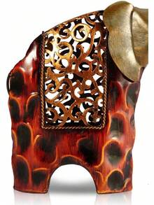 Oimzzr Arte de Hierro Tallado Elefante Escultura Animal de Metal artículos de decoración para el hogar artesanías - 1 - Ver 5