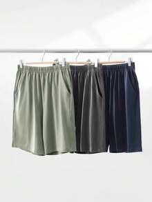 Bộ 3 quần short nam mùa hè, màu trơn, dáng rộng thoải mái, thích hợp mặc ở nhà. - Nhiều màu - Xem 2