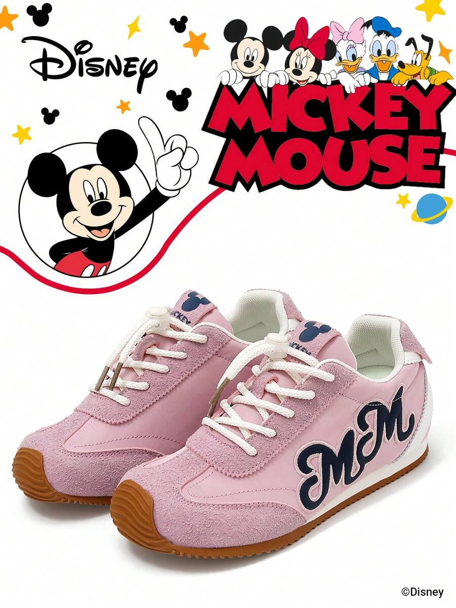 Disney 1 Pair Mickey Mouse Collaboration Children's Sneakers, Suitable For Daily Wear, Festivals, Sports, Outdoor Activities, Comfortable, Non-Slip, Breathable (Boys' Sneakers, Boys' Skate Shoes, Children's Sneakers, Girls' Sneakers, Girls' Skate Shoes) - Pink - View 1