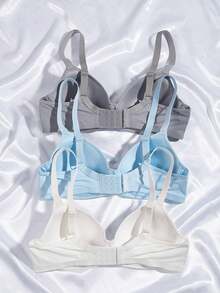 Set de 3 sujetadores con aros cómodos de unicolor para mujer - Multicolor - Ver 2