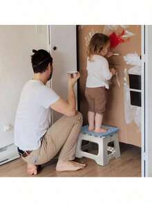 1 pieza aburete Plegable portátil con asa, Taburete de Plástico Antideslizante Reposapiés Compacto y Resistente Escalera Ligera Sillas Plegables Ideal para Baño Cocina Dormitorio Camping,portátil mini silla plegable al aire libre para adultos, silla de pesca portátil - Celeste - Ver 8