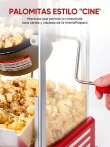 Maquina De Palomitas Eléctrica 8 Tazas Acero Inox Rojo - Tipo de Enchufe A USA (110-127V) - Ver 5