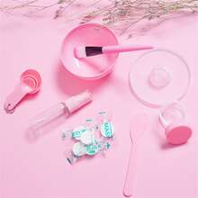 9pcs DIY Face Mask Bowl & Brush Set, Including Mixing Bowl, Brush, Compressed Mask Paper, Measuring Spoon, With Silicone Brush - Multicolor - View 2