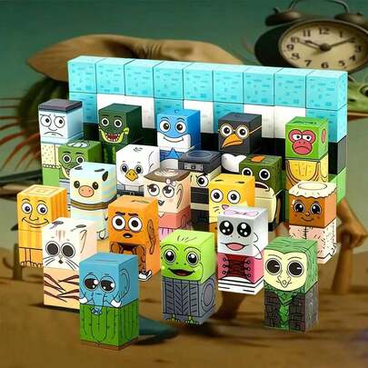 40pcs Tralalero Tralala Tung Tung Sahur Magnetic Building Blocks - Cartoon Character Theme Interlocking Bricks, Durable ABS Plastic Stackable Toys, Suitable For Birthday Gifts And Creative Play, Promote Fine Motor Skill Development, Holiday Gifts, Fun Building Blocks, Interesting Design, High-Quality Bricks, Interactive Game Set