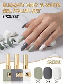 GMUME 3件組 16ml 極簡風指甲油套組 No.040 041 061 柔和綠 灰色 白色 春季優雅 辦公日常美甲 需搭配底層油、頂層油與卸甲液 3步驟 - 彩色 - 查看 2