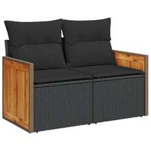 vidaXL Set divano da giardino con cuscini 13 pezzi, nero, in rattan sintetico - nero - Visualizzare 6
