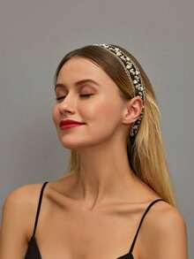 1条女士蕾丝发带，弹性宽蕾丝头巾配饰，时尚发带 - 彩色 - 查看 8