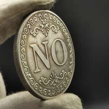 Double-Sided YES/NO Decision-Making Lucky Coin | Antique Silvery-Gray Iron Coin With Ornate Floral Design, Collectible Souvenir Badge, Perfect Gift - Decision Coin - View 6