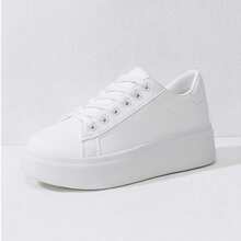 Tenis Feminino Plataforma Sola Alta Estilo Chunky Bufalo Todo Branco Conforto e Estilo Diario - Branco - Visão 4