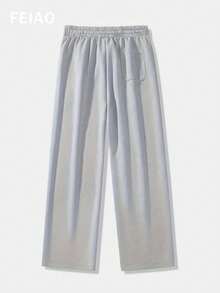 Men's Vintage Coin Pattern Drawstring Casual Comfortable Long Sweatpants, Suitable For All Seasons, Autumn Edition - Grey - View 2