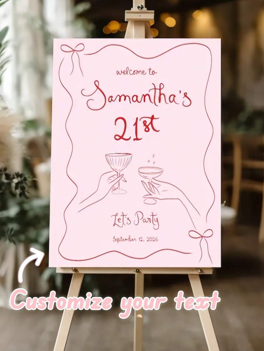 Biển chào mừng sinh nhật lần thứ 21/30 có thể tùy chỉnh với tên - Trang trí nơ hồng và đỏ, Biển chào mừng tiệc cưới, Trang trí treo tường 21 hoặc 30, Quà tặng sẵn sàng treo cho sự kiện sinh nhật và đám cưới, Tình yêu vĩnh cửu - Nhiều màu - Xem 1