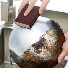 Esponja mágica de emeri marrón para limpieza de utensilios de cocina, lavado de platos, eliminación de manchas, descalcificación, eliminación de óxido y fregado. Paquete de 1/5 unidades, reutilizable, fácil de usar y herramienta de limpieza eficiente adecuada para limpiar superficies difíciles - Borrador de esponja de diamante - Ver 8