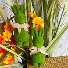 2Pcs Green Simulated Moss Texture Gardening Rabbit Decoration Ornament Suitable For Indoor And Outdoor Home Decoration, Festival Gardening Decoration, And Grassland Garden Potted Plants - Rabbit - View 9
