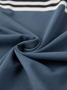 Men's Summer Short Sleeve Polo Shirt, Striped Collar, Casual Business Wear, Blue Half-Placket - Blue - View 10