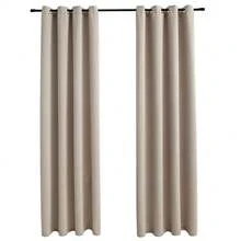 vidaXL Verdunkelungsvorhänge Mit Metallösen 2 Stk. Beige 140x175 Cm - one-size - View 2