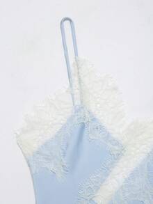 Seelio 新款女士时尚欧美风蕾丝装饰性感内衣风上衣 夏季 - 藍色 - 查看 4