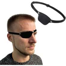 Pirate Eye Patch Black Leather Eye Patch For Men Women Medical Eye Patch For Right Or Left Eye Eye Cover Adjustable Eyepatch For Lazy Eye Cosplay Eyepatch Pirate Halloween Costume Prop,41159839 - Black - View 1