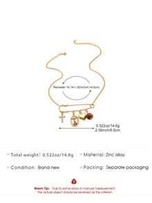 1件复古简约个性化圣母玛利亚十字架心形吊坠项链，适合女性日常及节日佩戴 - 金黃色 - 查看 4