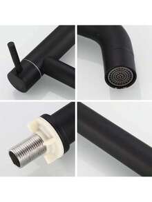 Torneira Alta Banheiro Luxo Preto Fosco Em Aço Inox Para Pia De Bancada Winda - Portanto - Visão 7