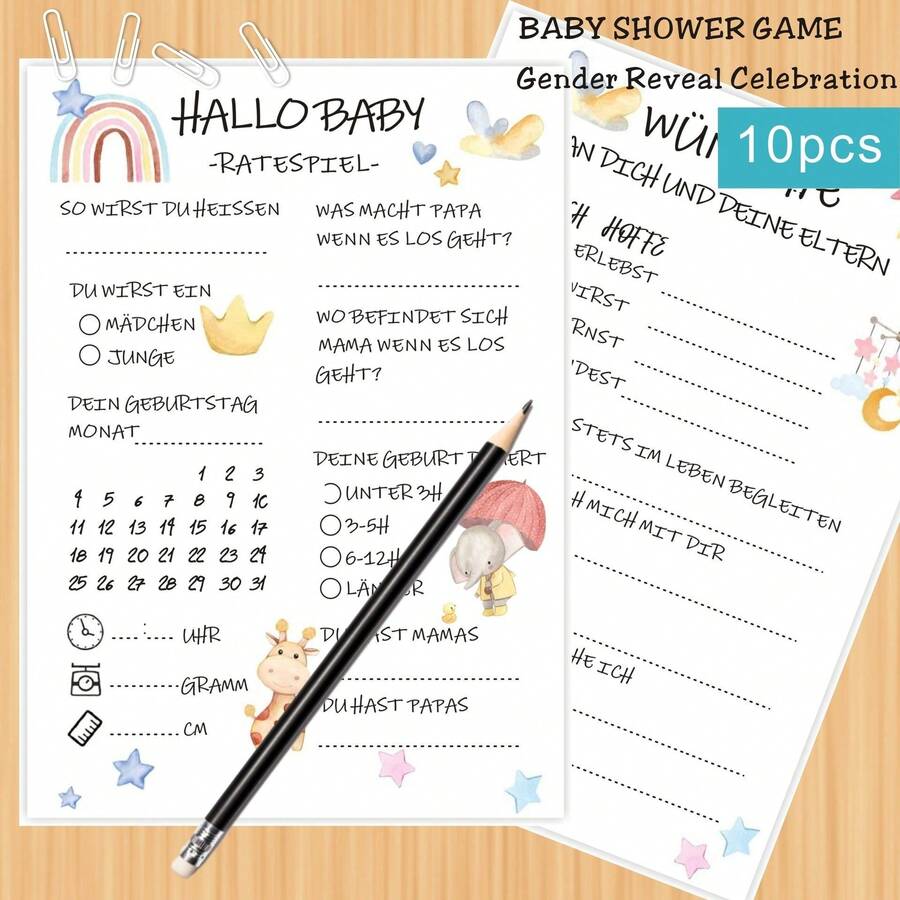 10/20/30pcs Gender Reveal Baby Shower Guessing Game Cards, Baby Shower Party Supplies - Apricot - View 1