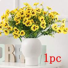 1/2/4支装仿真三色堇花束 - 逼真兰花造型，绿叶点缀，适合室内外装饰，可用于花园、门廊、露台、窗台花箱和悬挂式花盆，无需维护的仿真户外花卉灌木 - 彩色 - 查看 12