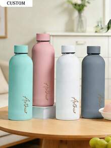 1件客製化雙層不鏽鋼咖啡杯/蘇打水瓶，運動保溫水杯，500ml/17oz 個性化姓名保溫杯，多色可選，適合開學、節日與生日禮物 - 彩色 - 查看 7