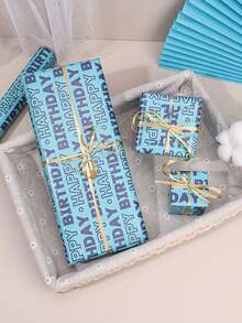 1 Roll Happy Birthday Gift Wrapping Paper - Vintage Striped Kraft Paper With Gold Glitter Accents, High-Quality DIY Party Decor For Weddings, Birthdays, Graduations, Thanksgiving, Birthday Parties, Holiday Gift Wrapping, Elegant Presentation, Craft Supplies For Holidays - Multicolor - View 11