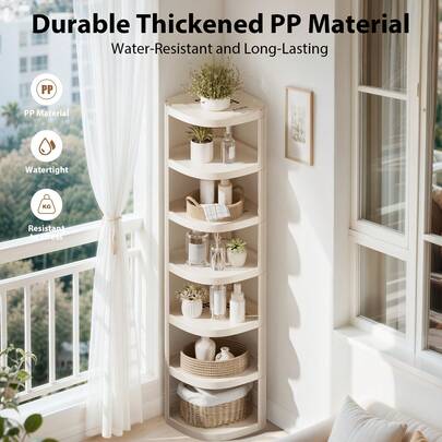 EZIFY 7-Layer Stackable Corner Shelving Unit - Easy Install No-Drill Heavy-Duty Rack, Oil-Rubbed Finish For Small Spaces Bathroom Kitchen Entryway
