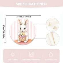 1 Set Of Complete Easter Bunny, Easter Eggs, Tulips, Basket And Lace Round Placemats, Suitable For Spring, Summer, Autumn And Winter, Multi-Color Pattern Design, Made Of 100% Polyester, Size: 15*15 Inches, Machine Washable, Polyester Material, Heat-Resistant And Stain-Resistant - Multicolor - View 3