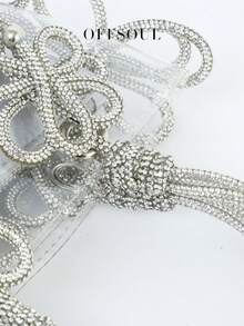 女士水钻3D花篮手提包，新款时尚透明果冻沙滩包，派对/活动手拿包 - 銀色 - 查看 7