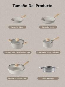 Juego de utensilios de cocina multifuncionales de 9 piezas, sartén antiadherente de cerámica saludable de agarre suave, juego de ollas de cocina de 9 piezas, juego para el hogar con tapa de vidrio templado, revestimiento antiadherente, conducción eficiente del calor, resistente y duradero, excelente sensación, variedad de ollas Los tipos satisfacen las necesidades diarias - Gris - Ver 13