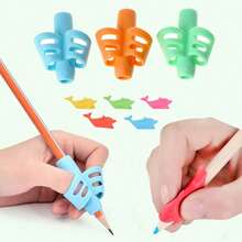 4pcs Pen Grips, Stationery Pen Grips, Student Supplies Pen Grips, Pencil Caps, Pencil Grips, Pencil Cases, Finger Soft Gel Writing Posture Correctors, Pen Correctors, Pen Holders, Student Learning Writing Correctors, School Supplies - Multicolor - View 9