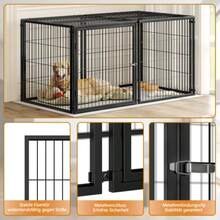 Basics Modular Dog Cage, 160 X 80 X 80 Cm, Flexible, With Adjustable Door Lid, Made Of Stainless Steel And PVC Coating, Black. - Black - View 6