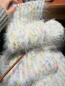 1pc 50g 1pc Warm Ombre Gray Feather Sea Salt Polish Spring Letter Mohair Blend Yarn DIY Scarf Craft Kit - A49 - View 2