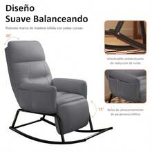 sillones para recamaraCHAGEE Mecedora Sillon Reclinable Sofa Individual Sillón reclinable Mecedora con Respaldo para Recamara Regulable y reposapiernas Gris - gris - Ver 3
