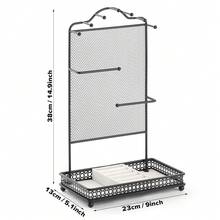 Meangood Black Jewelry Organizer Stand, Earring Holder Rack For Hanging Earrings Necklace Bracelets Watches Jewelry Display Large Rings Storage As Women Gift - 黑色耳環 - 查看 3
