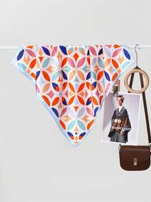 1pc New Fashion Rainbow Clover Print Women Scarf, Luxurious Lightweight Minimalist Warm Scarf, Suitable For Travel And Beach Use - Multicolor - View 11