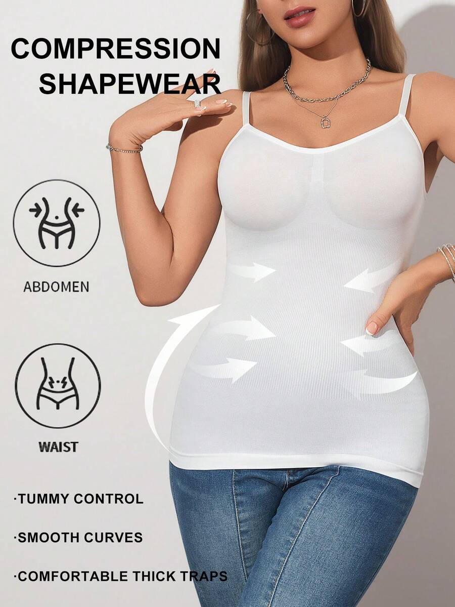 New Basic Fashion Women Shapewear - Adjustable Strap Waist Cincher Vest Butt Lifter Bodysuit, Women Shapewear - White - View 1