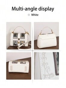 2026新款高端时尚女士手提包，复古Y2K奢华塔罗牌波士顿枕形包，精致工艺可爱猫咪图案医生包，粉紫色独特造型大容量圆形包，街头风小众设计女士托特单肩斜挎包 - 彩色 - 查看 6