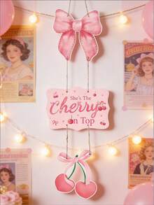 一套蝴蝶结樱桃门挂装饰，蝴蝶结樱桃图案门饰，蝴蝶结生日派对装饰，蝴蝶结樱桃派对背景装饰，户外摄影装饰，家居门饰，墙饰，婴儿派对装饰，性别揭晓派对纸质门挂，生日派对拍照道具装饰，生日横幅，纸质门挂装饰，生日礼物 - 蝴蝶結櫻桃 - 查看 7